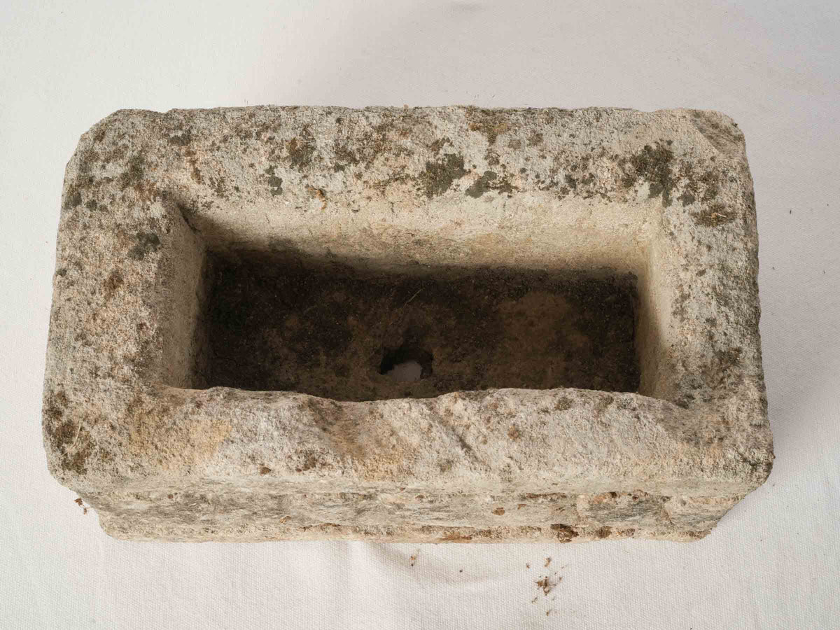 Provençal Limestone Planter w/ Carved Scroll Motif 16½"