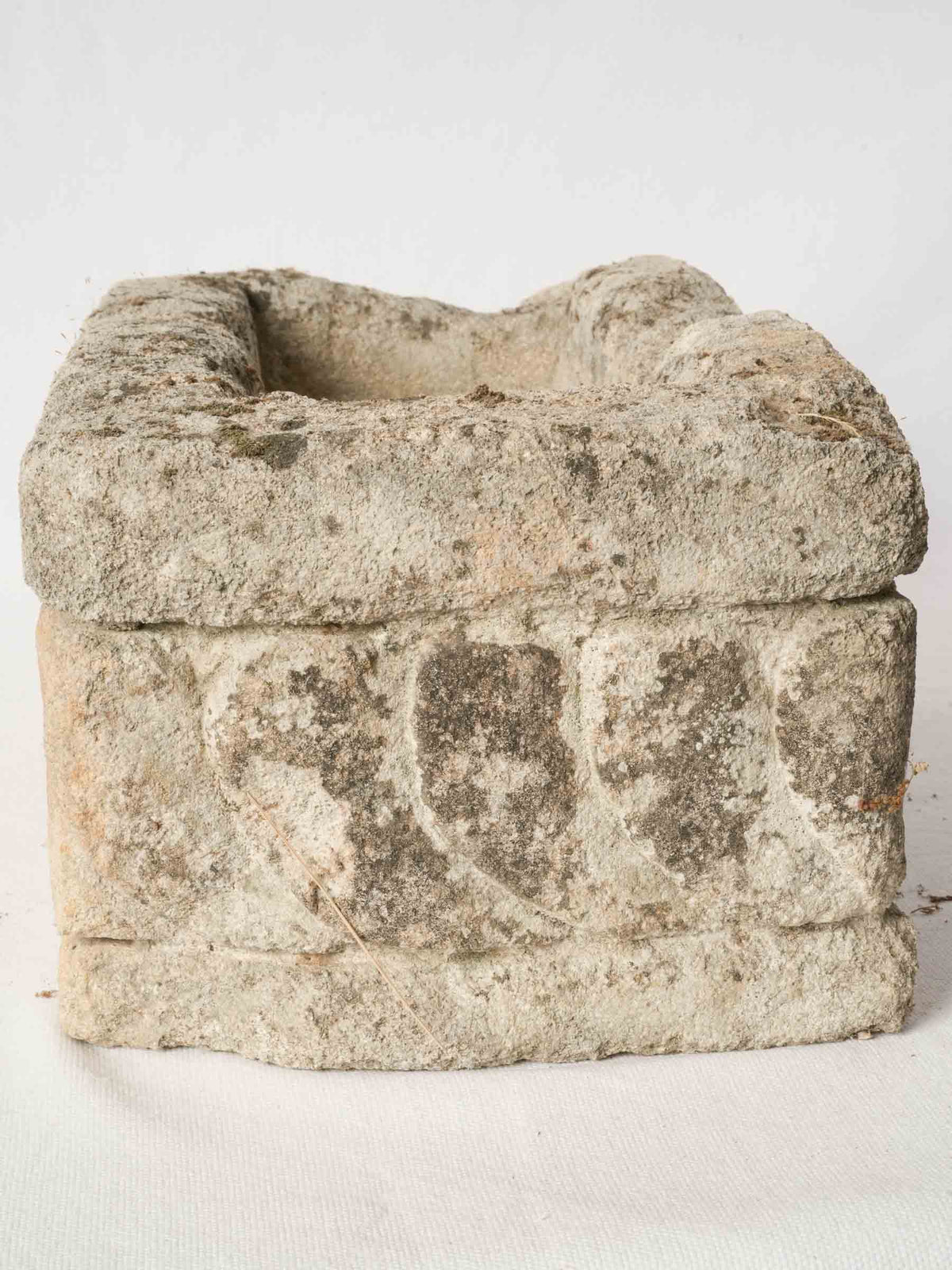 Provençal Limestone Planter w/ Carved Scroll Motif 16½"
