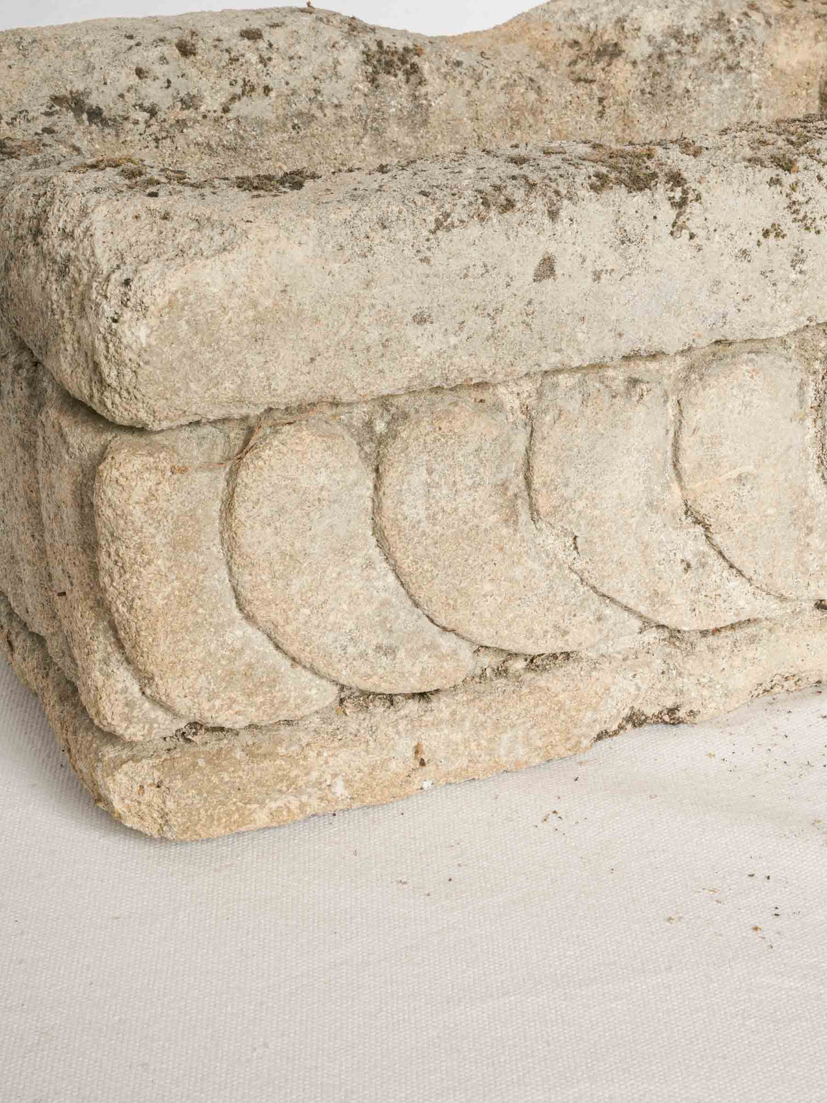Provençal Limestone Planter w/ Carved Scroll Motif 16½"
