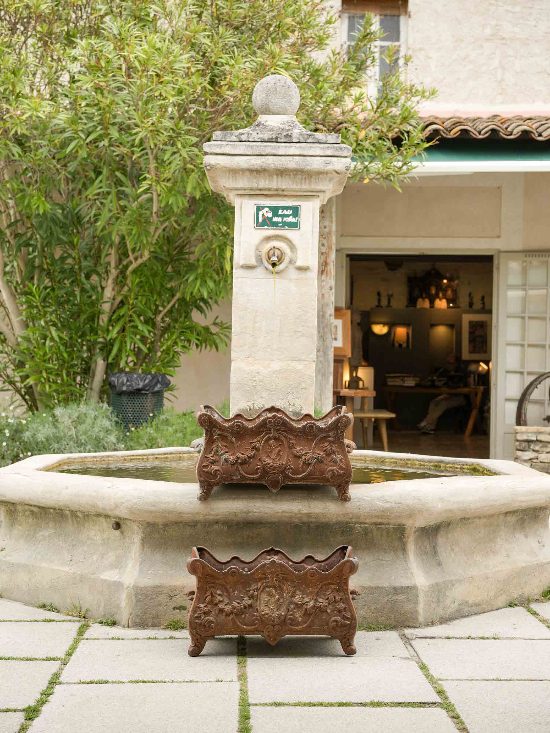 Weathered French cast iron planters  