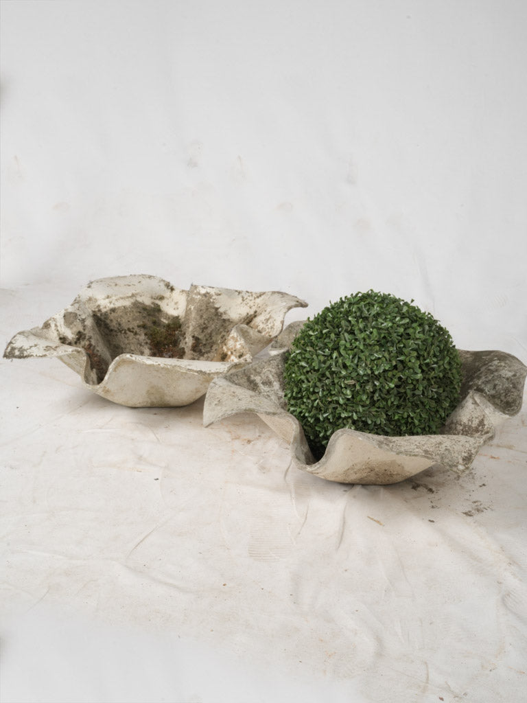 Aged mid-century outdoor handkerchief planters