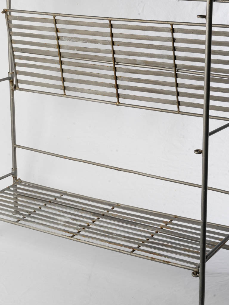 Distressed gray steel shelving furniture  
