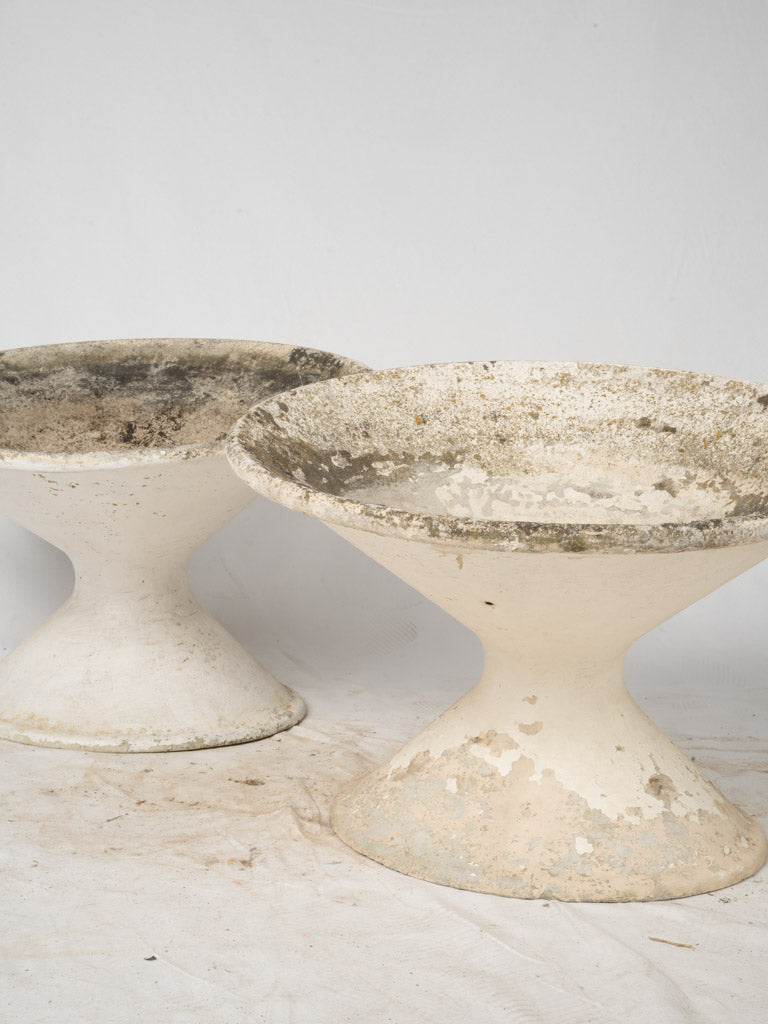 Weathered, durable mid-century modern exterior planters