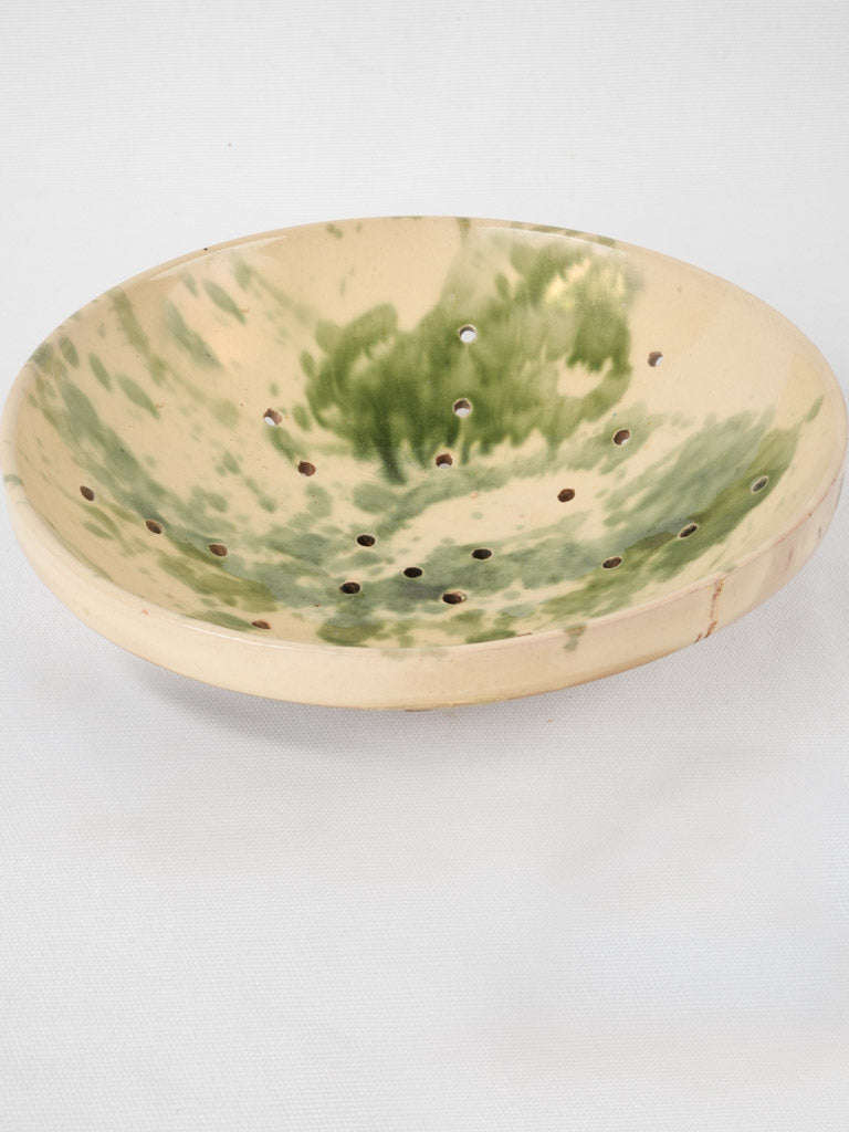 Antique Vallauris ceramic strainer bowl