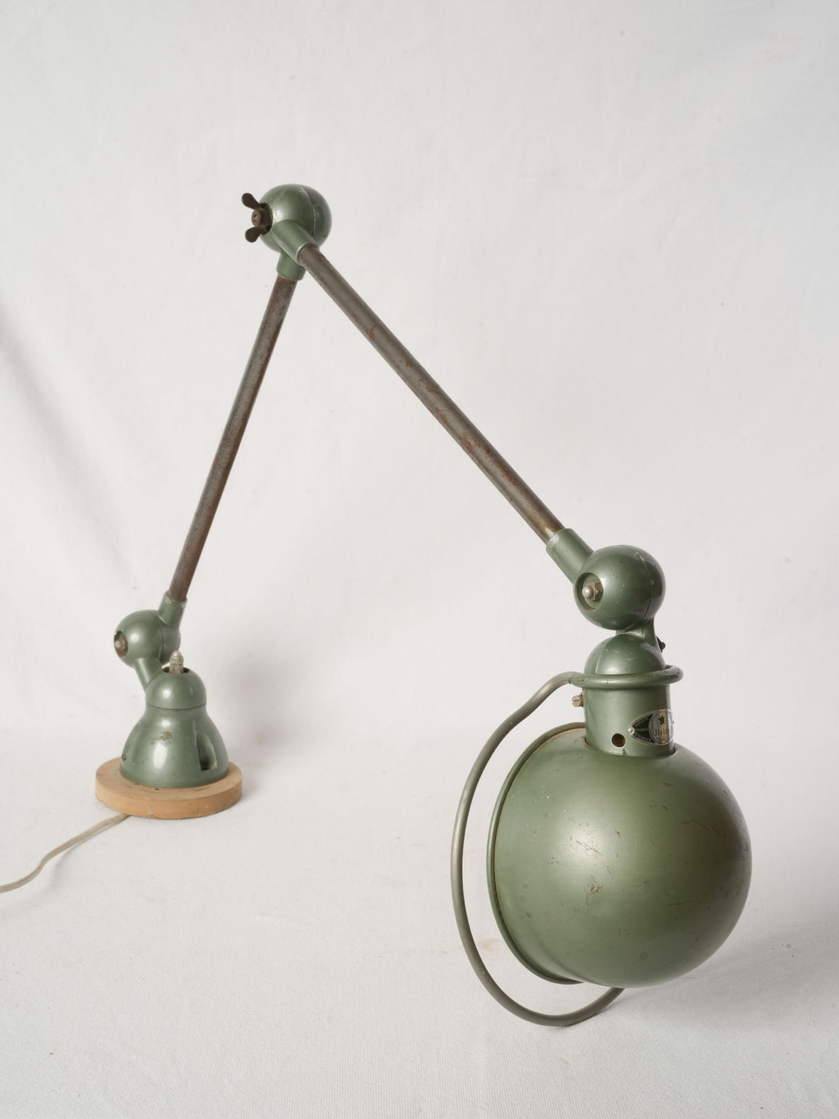 Vintage French Jieldé Articulated Industrial Lamp Sage Green