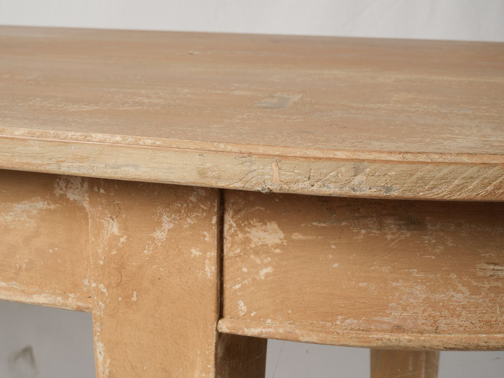Distressed ocher and beige oval table