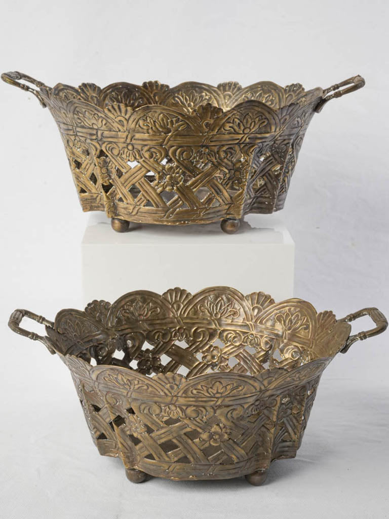 Antique brass Art Nouveau basket  