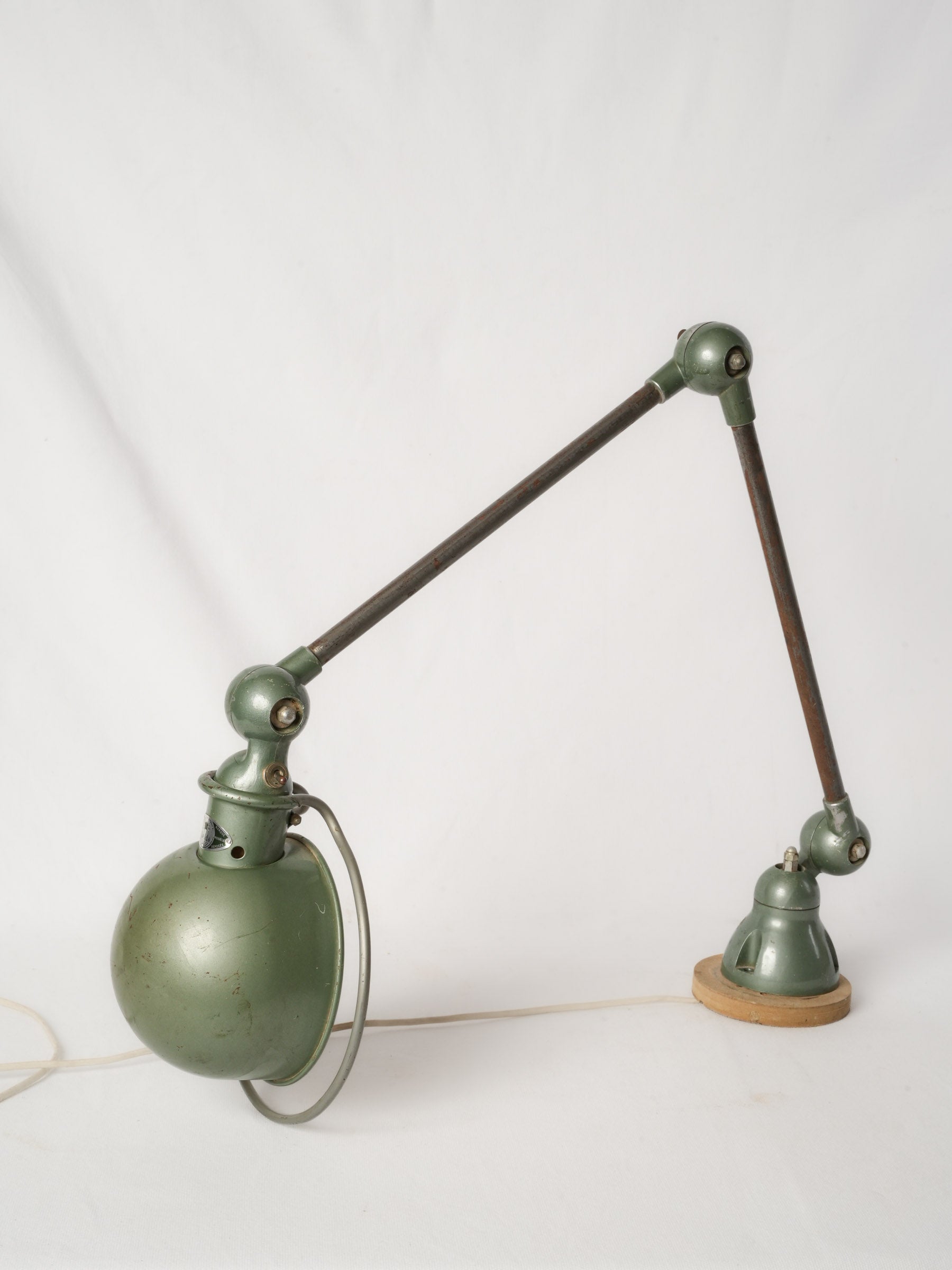 Vintage French Jieldé Articulated Industrial Lamp Sage Green
