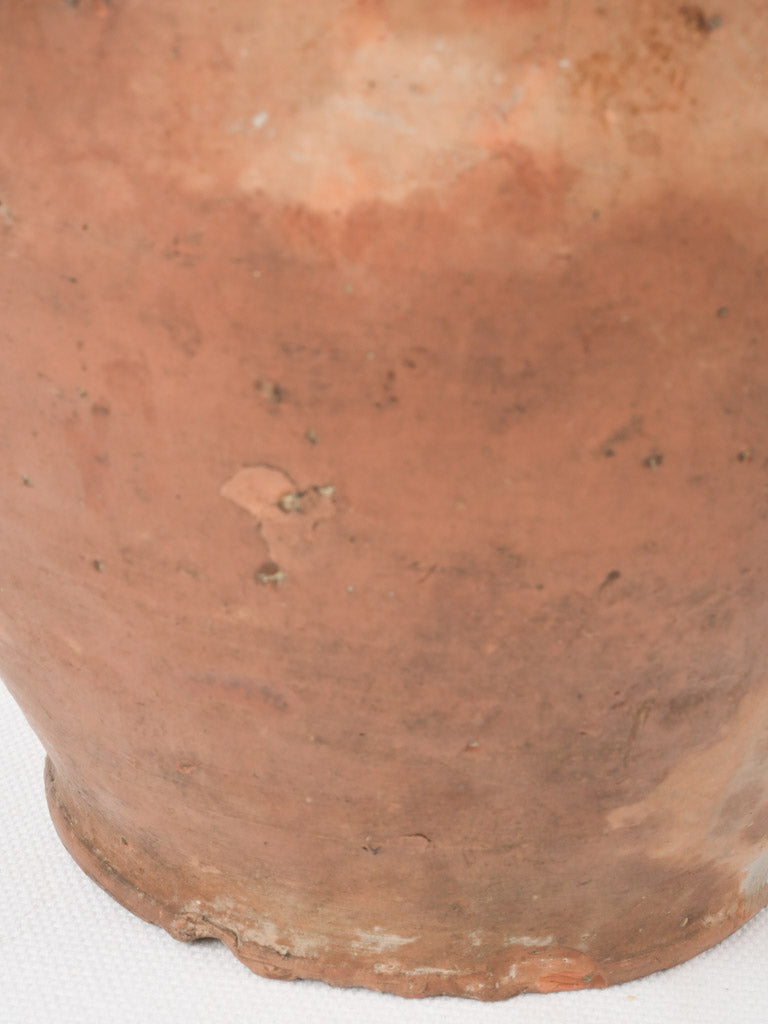 Antique French terracotta water bottle  w/ ocher glaze 11½"