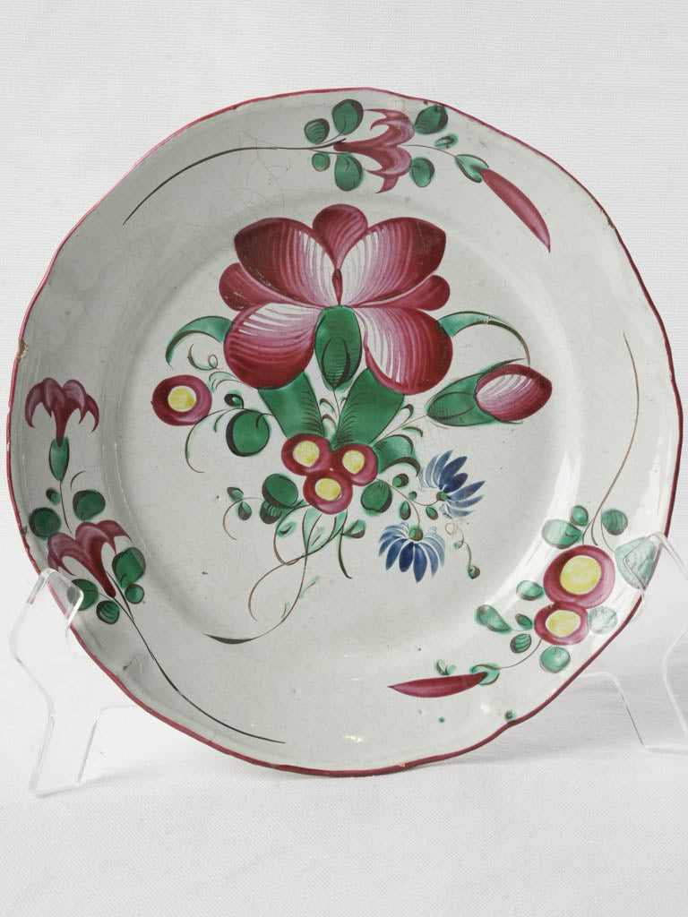 Antique French faience floral plate  