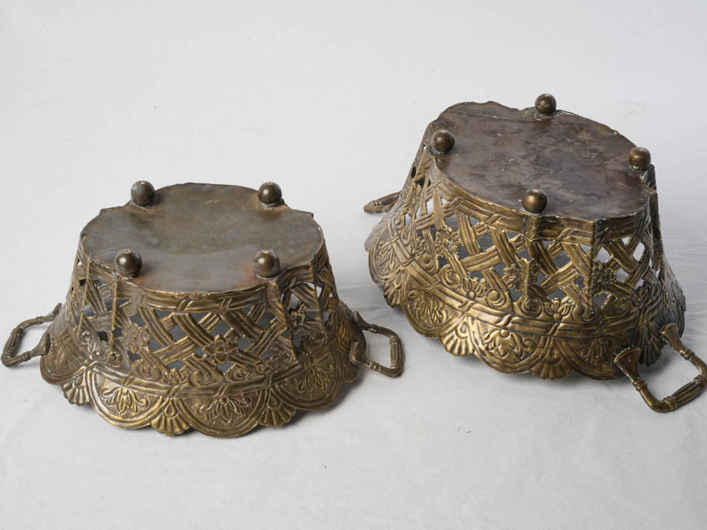 Warm golden tone brass baskets