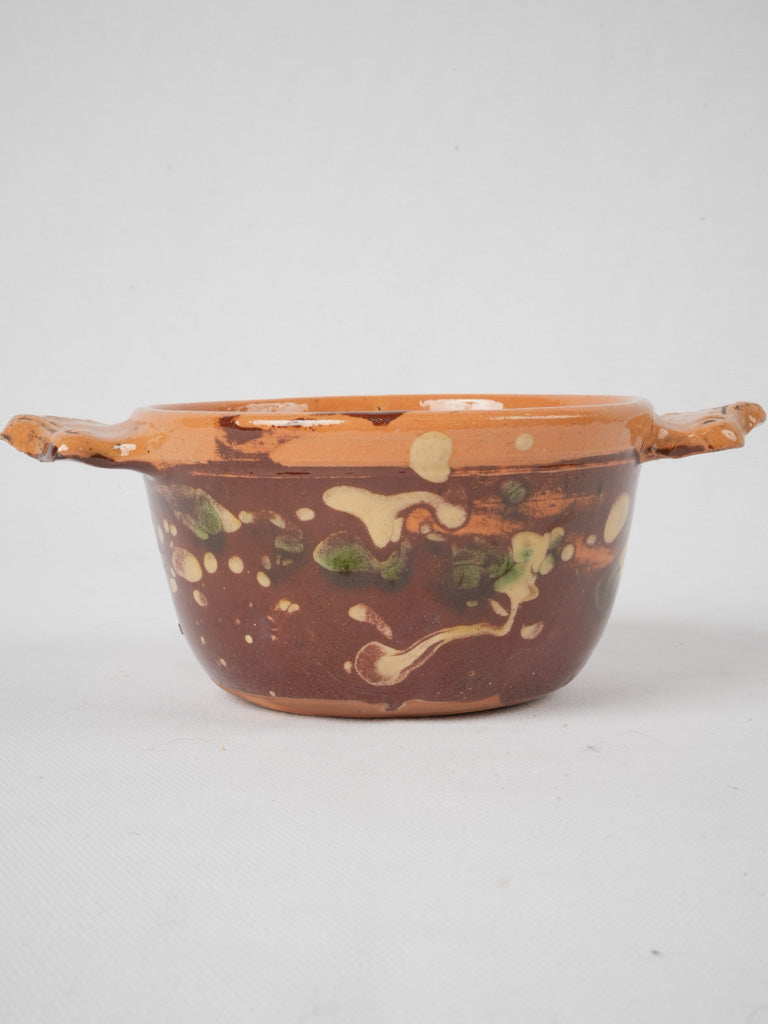 Antique brown-glazed French soup bowl