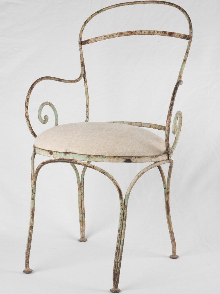 Antique green French garden chair