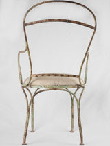 French weathered green iron chair
