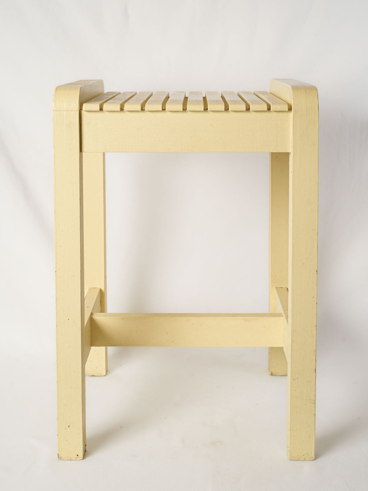 Set of Four Custom Provençal Yellow Wooden Bar Stools