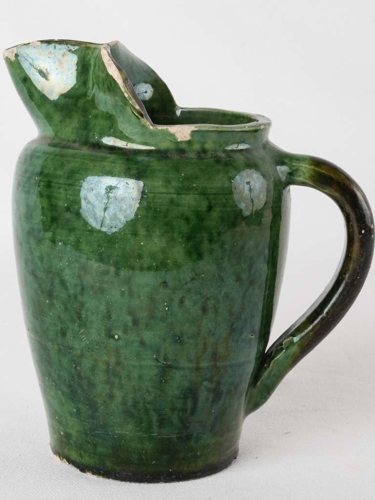 RESERVED CS Vintage water pitcher Vallauris - dark green 7"