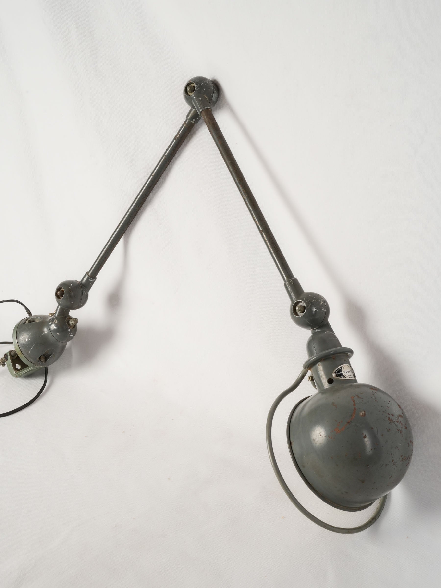 Jieldé French Industrial Articulated Workshop Lamp w/ Gray Patina