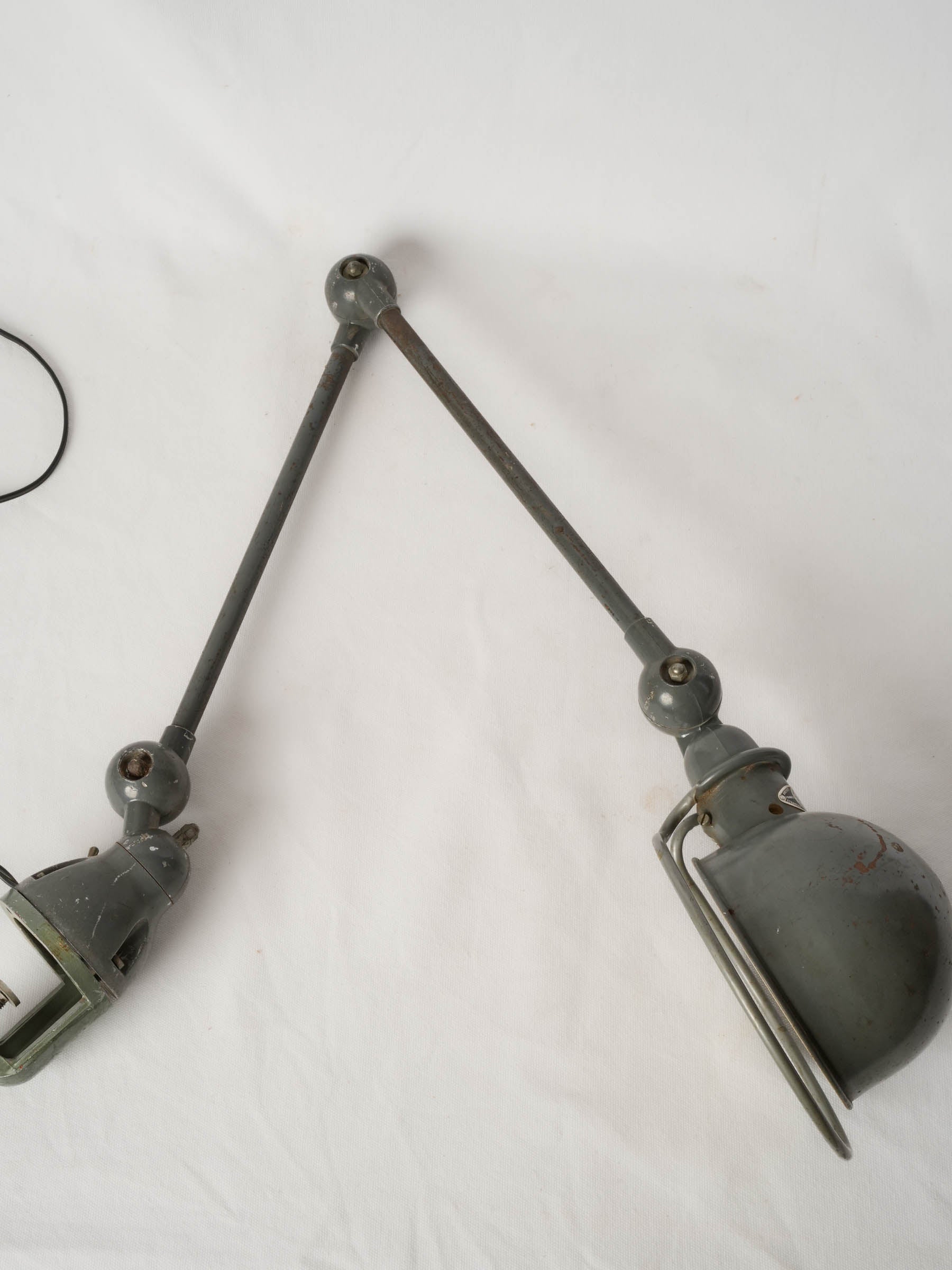 Jieldé French Industrial Articulated Workshop Lamp w/ Gray Patina