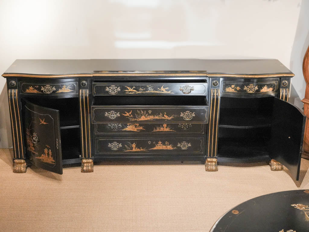 1970s Black Lacquered Sideboard