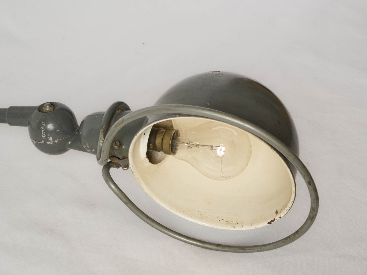 Jieldé French Industrial Articulated Workshop Lamp w/ Gray Patina