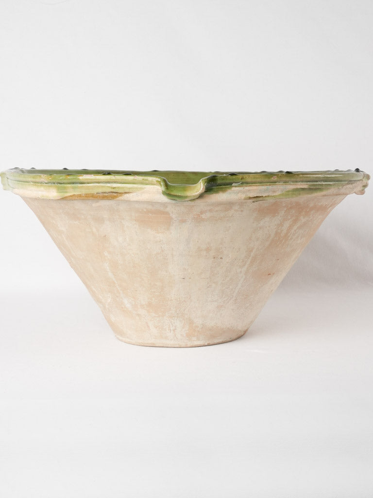Huge antique terracotta tian bowl w/ green glaze 20¾"