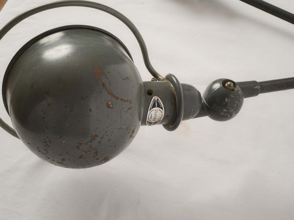 Jieldé French Industrial Articulated Workshop Lamp w/ Gray Patina