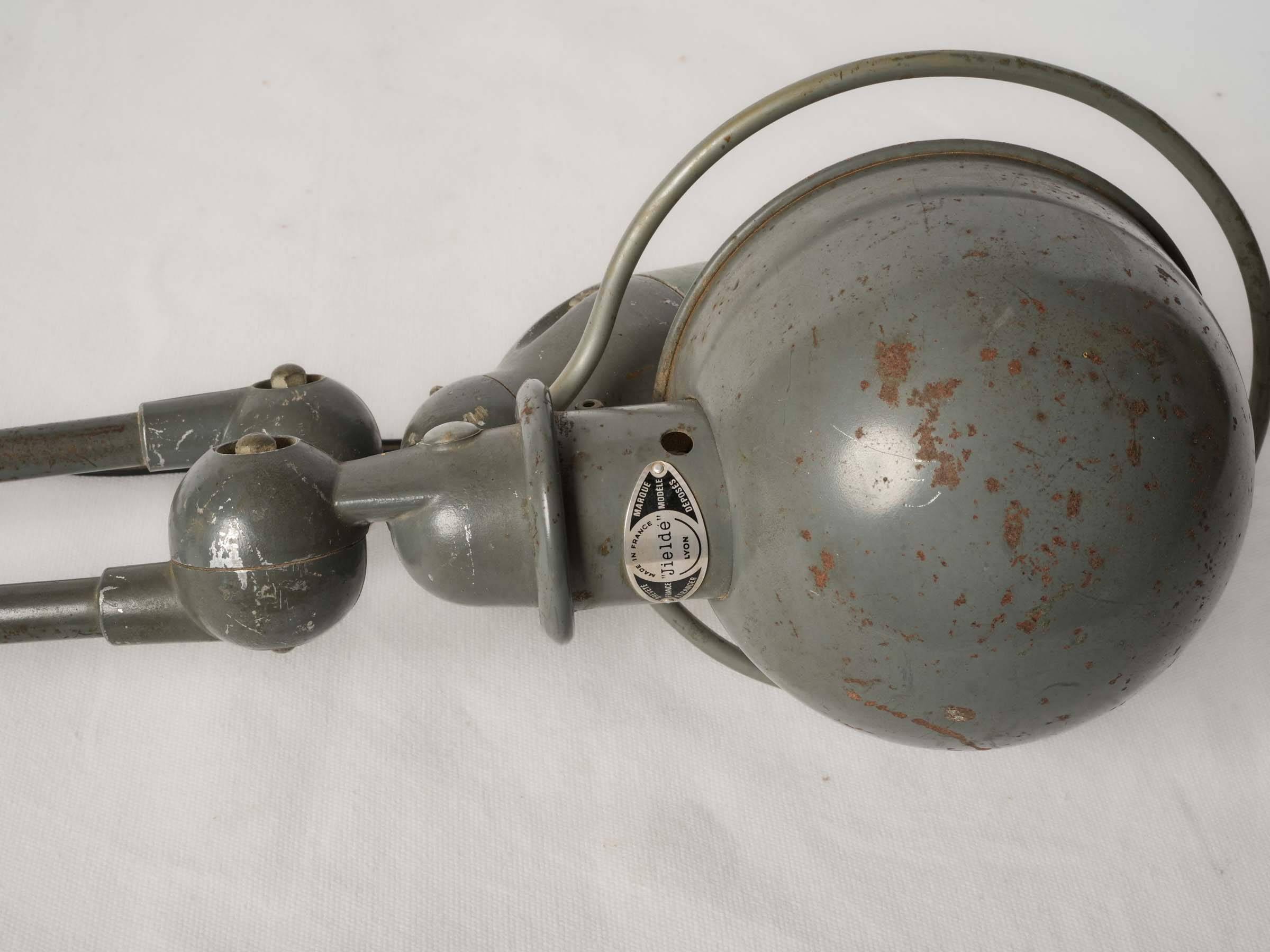 Jieldé French Industrial Articulated Workshop Lamp w/ Gray Patina