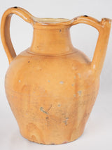 Antique French yellow-ocher "orjol" pitcher - large 15"