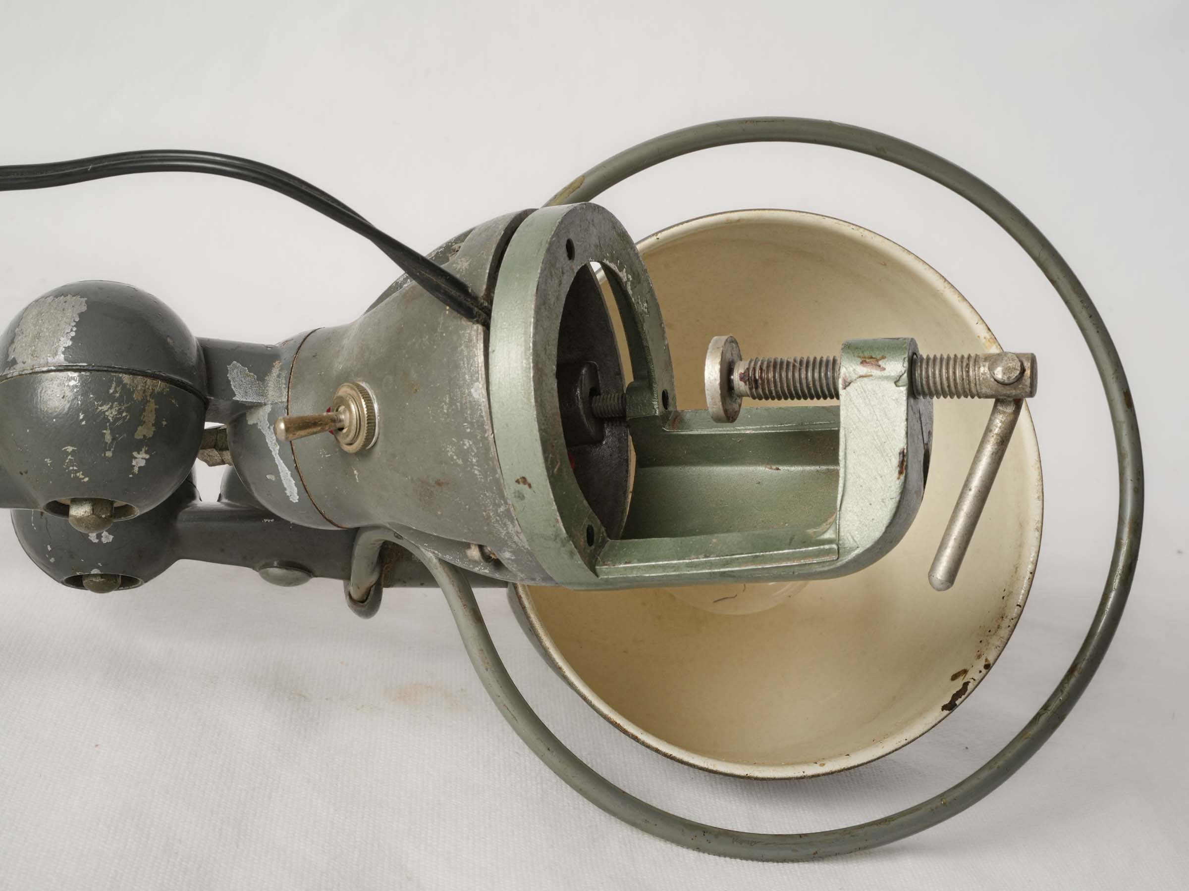 Jieldé French Industrial Articulated Workshop Lamp w/ Gray Patina