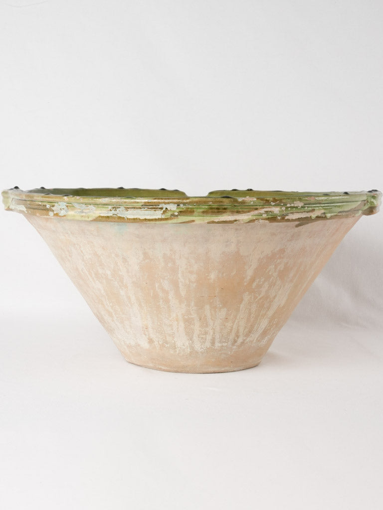 Huge antique terracotta tian bowl w/ green glaze 20¾"