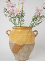 Antique yellow-glazed French confit pot