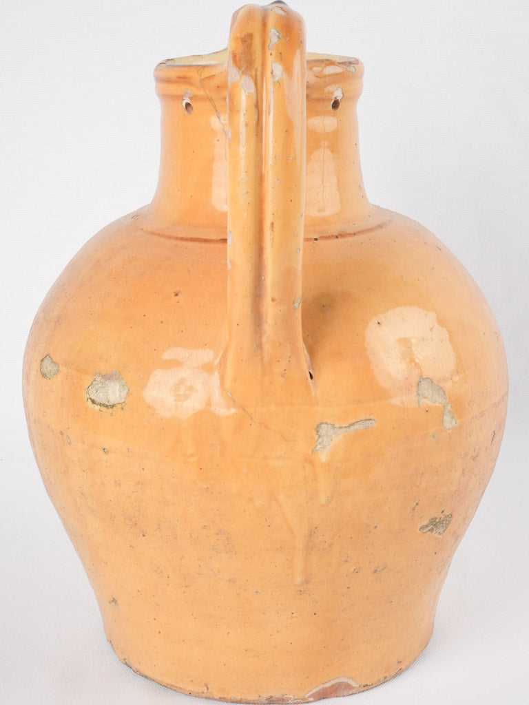 Antique French yellow-ocher "orjol" pitcher - large 15"