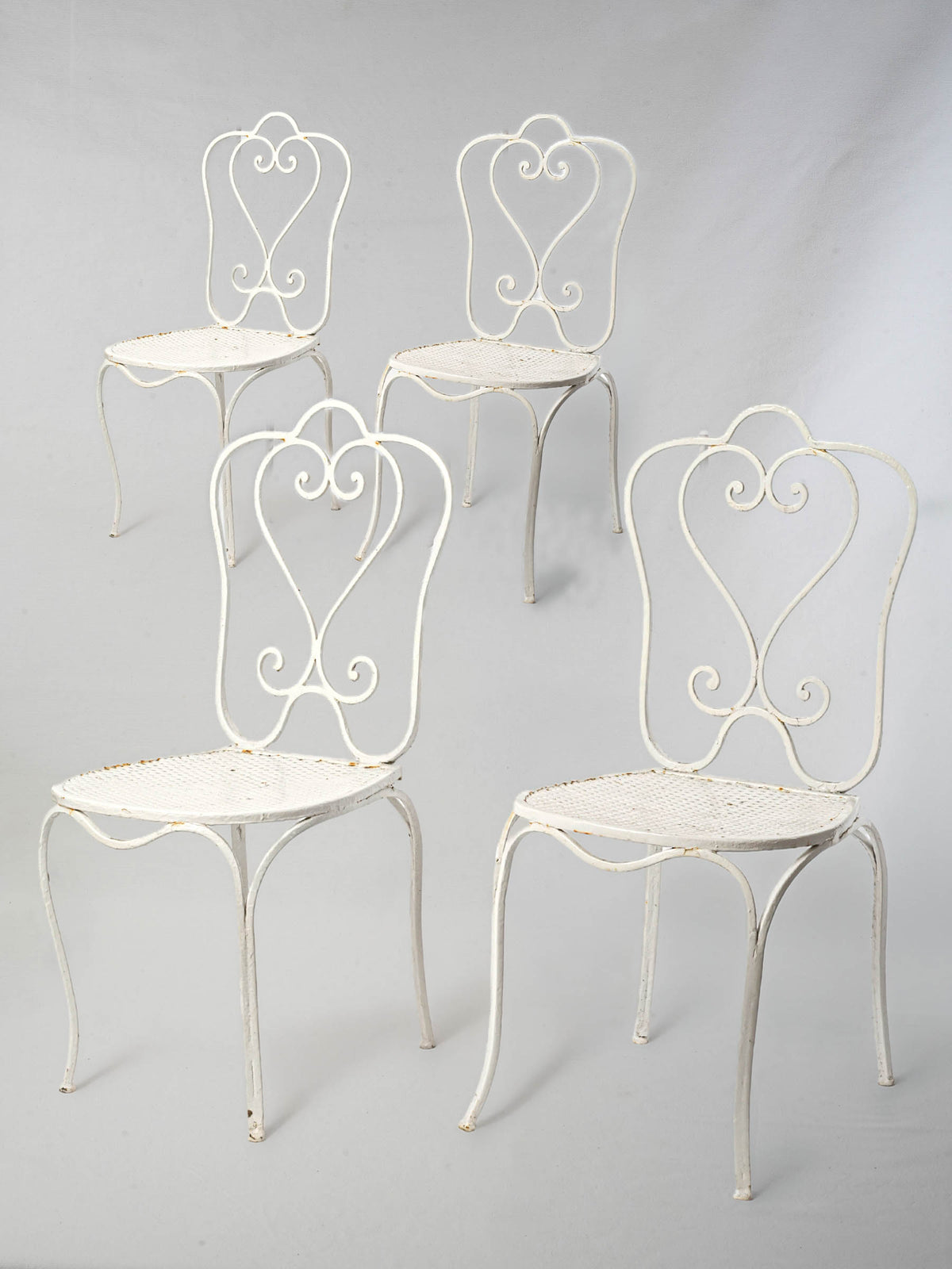Set of Four Vintage French Wrought Iron Garden Chairs