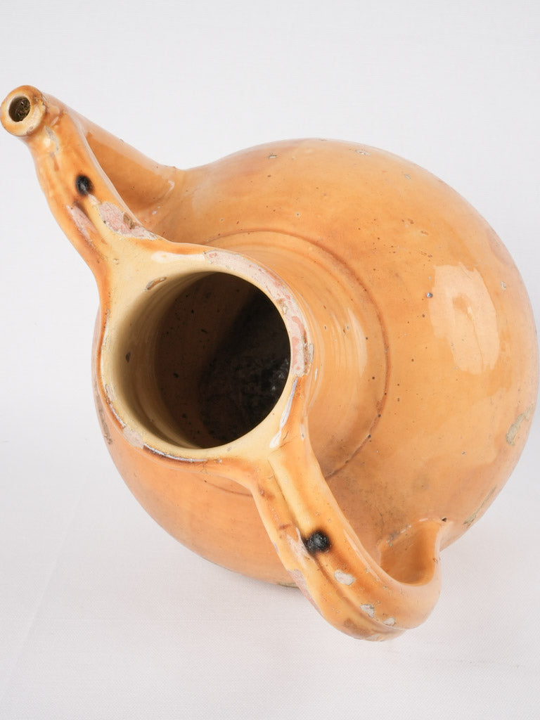Antique French yellow-ocher "orjol" pitcher - large 15"