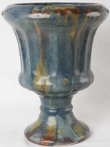 Vintage terracotta planter w/ blue glaze -  Medici shape 15¾"