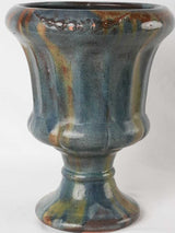 Vintage terracotta planter w/ blue glaze -  Medici shape 15¾"