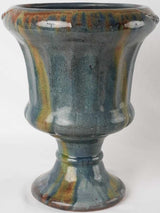 Vintage terracotta planter w/ blue glaze -  Medici shape 15¾"