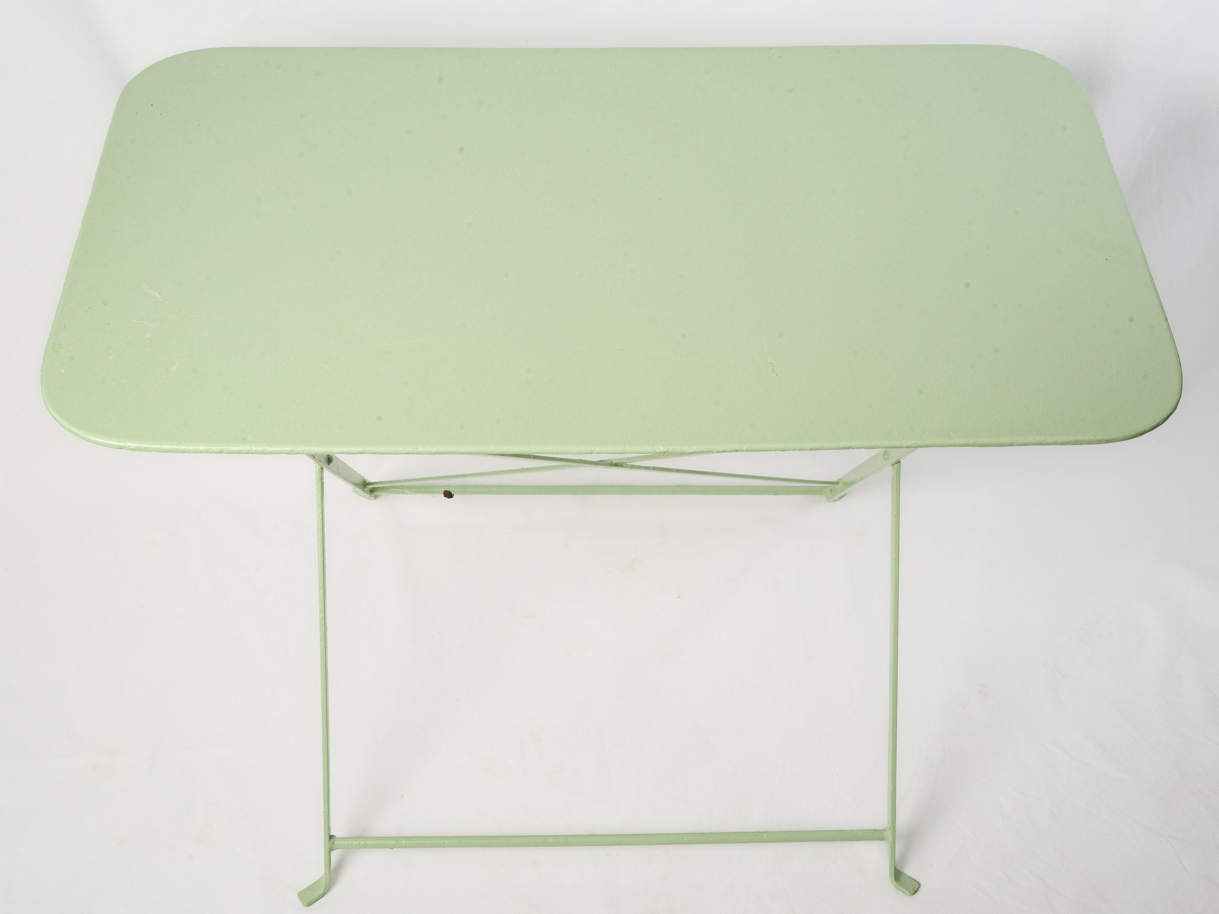 Sage Green Vintage Folding Metal Table 1/2