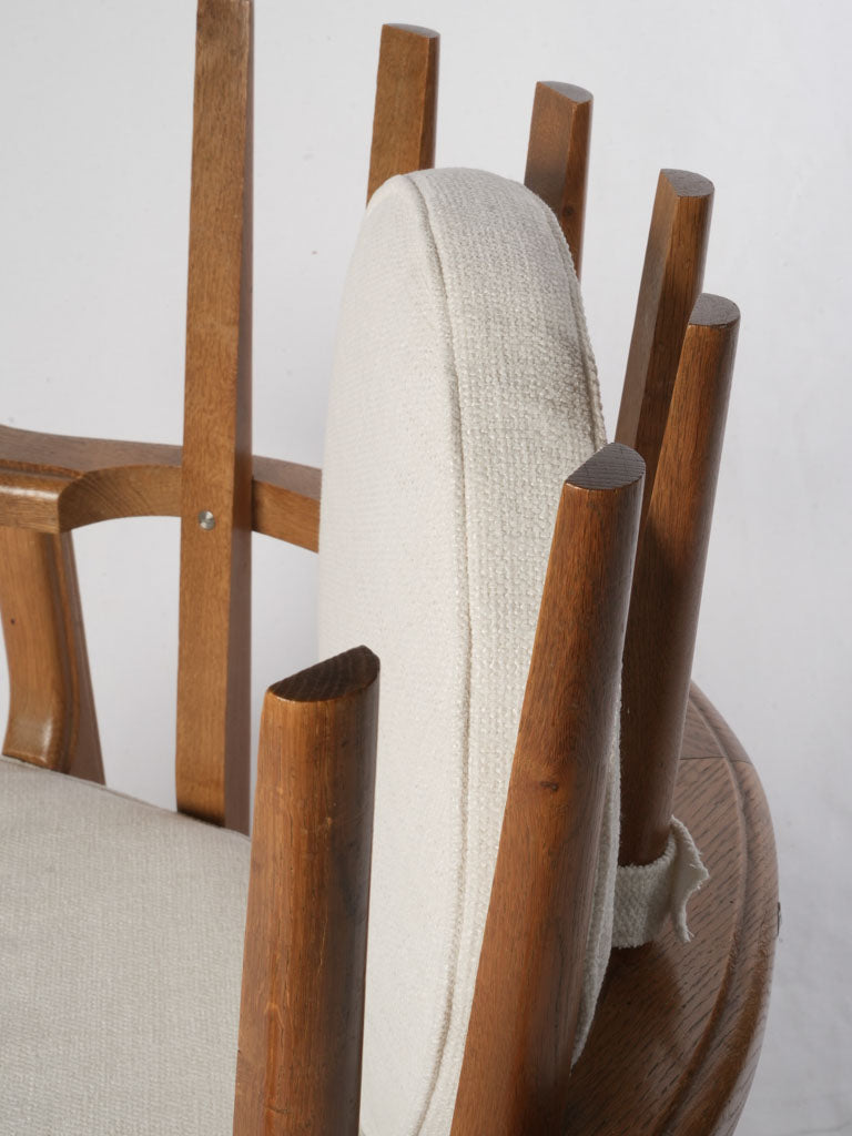 Pair of 1960s French Oak "Tricoteuse" Armchairs, Guillerme Et Chambron