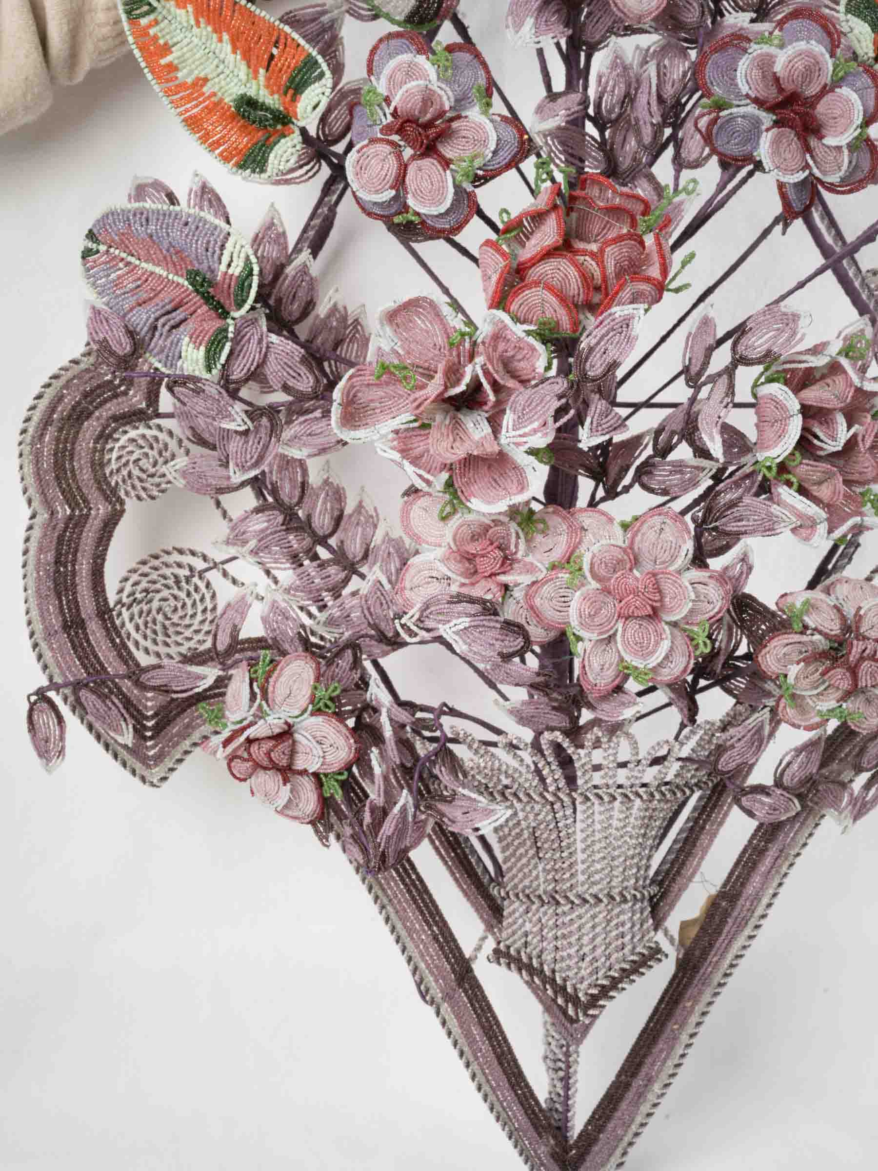 Ornate floral glass bead sculpture  