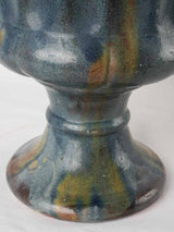 Vintage terracotta planter w/ blue glaze -  Medici shape 15¾"
