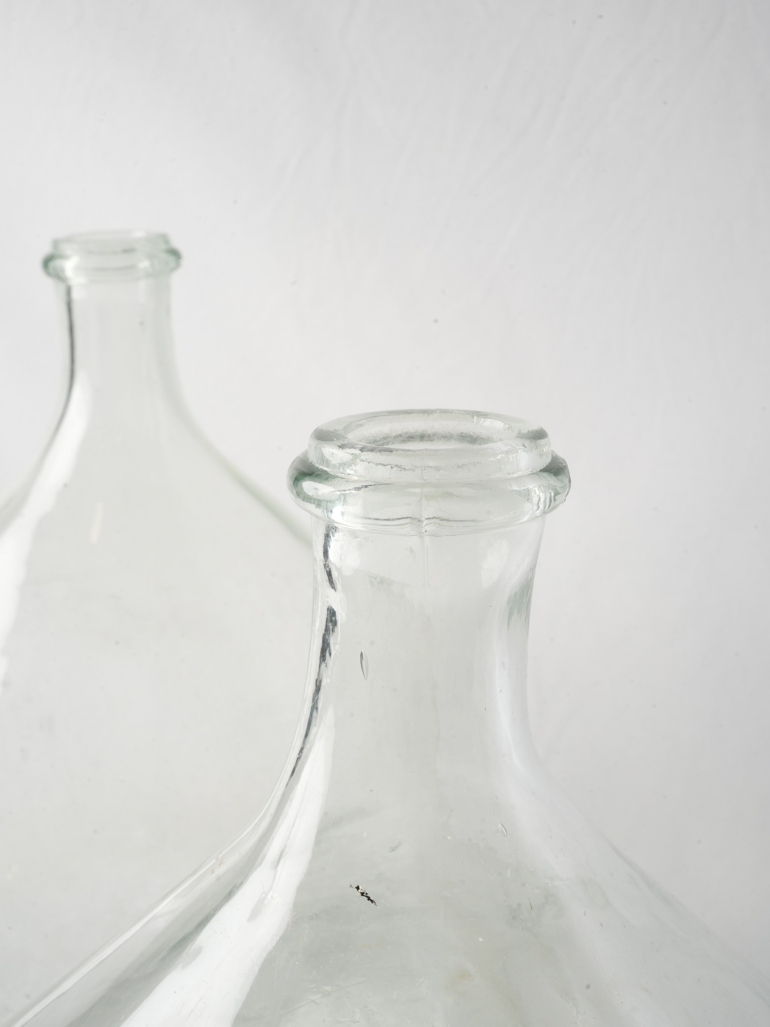 Reserved - Pair of Hand-Blown Clear Glass Demijohns - 20½"