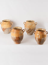 Collection of 4 antique French confit pots - ocher 9¾"