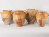 Collection of 4 antique French confit pots - ocher 9¾"