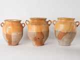 Collection of 4 antique French confit pots - ocher 9¾"