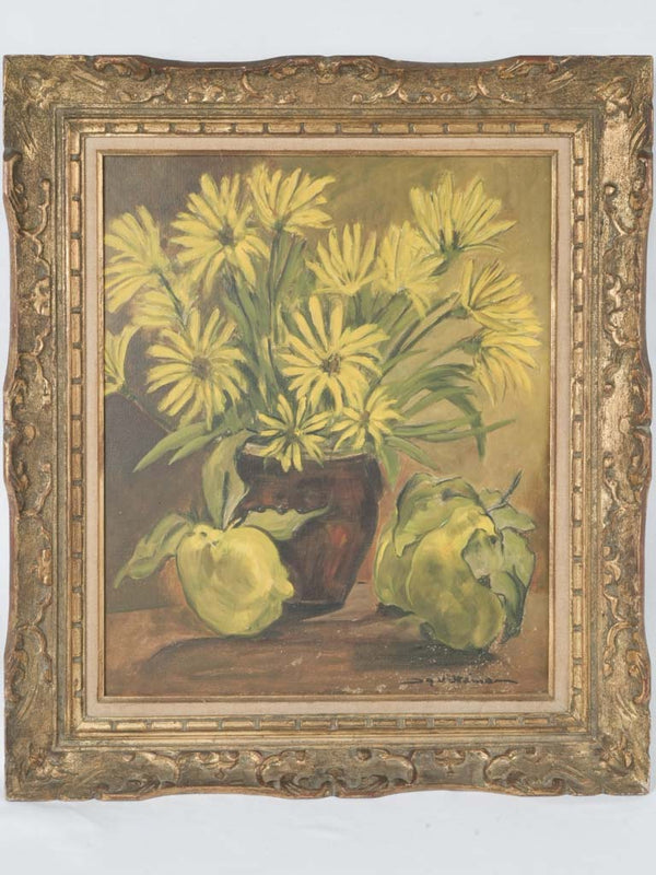 Vintage French floral oil painting