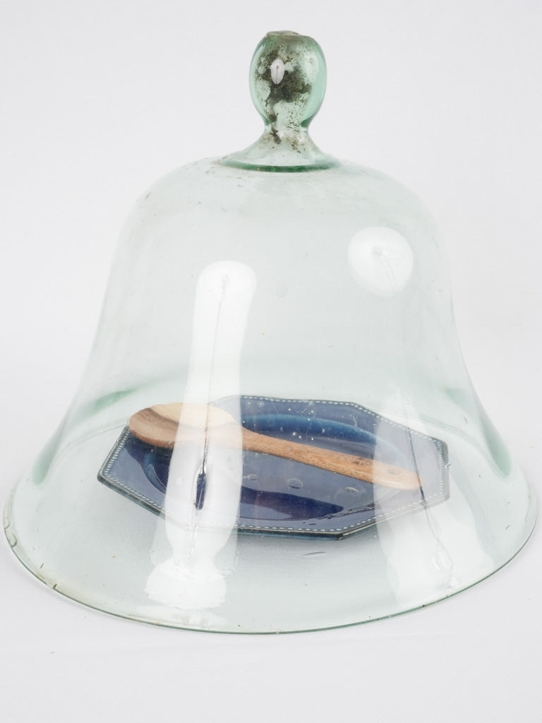 Antique French glass melon cloche - 12½"