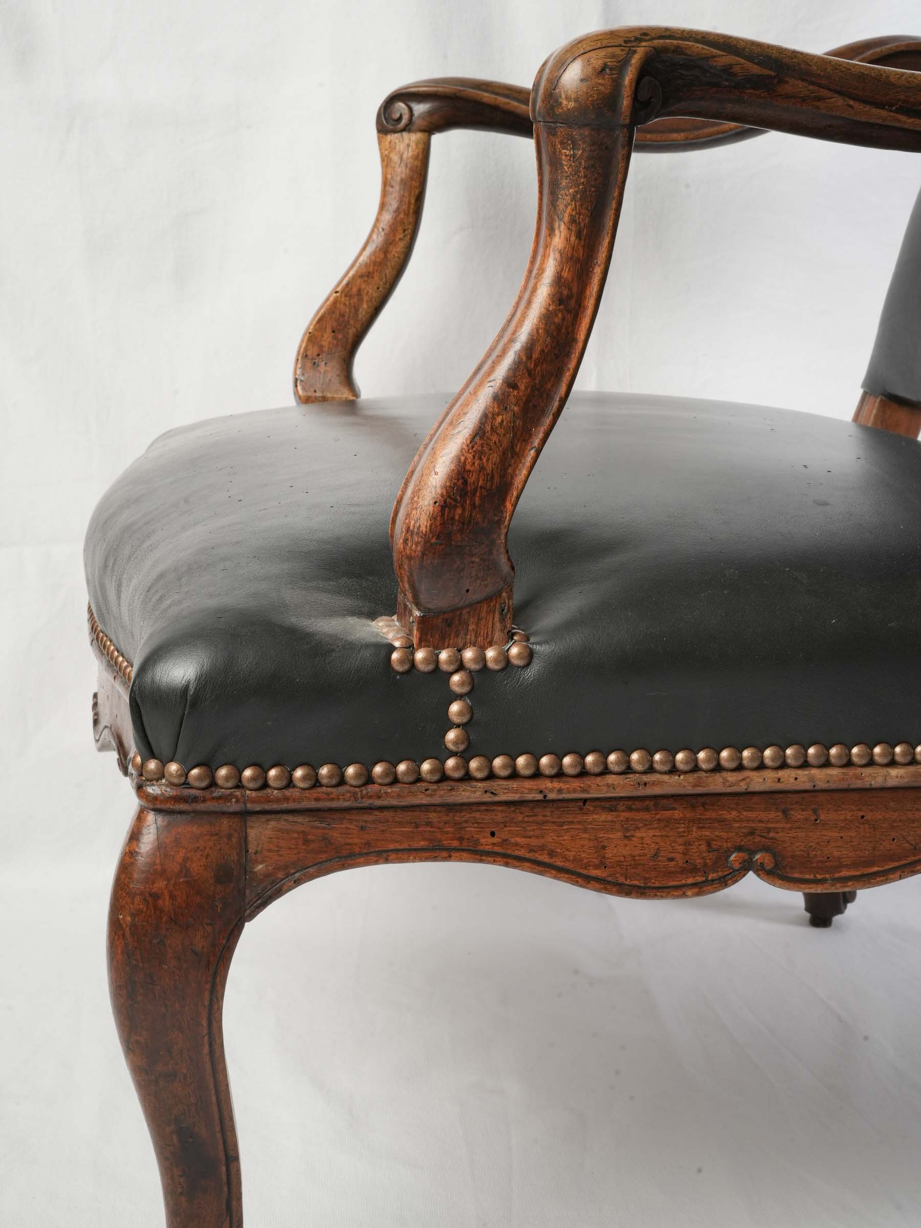 Contemporary black and walnut armchair