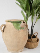 19th century French Olive Oil Pot w/ Green 15"