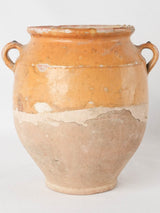 Antique French confit pot with splash of glaze 9¾"